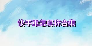 快手重复昵称合集