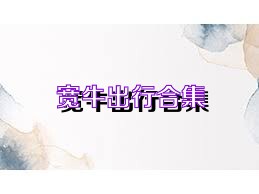 宽牛出行合集