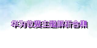 华为收费主题解析合集
